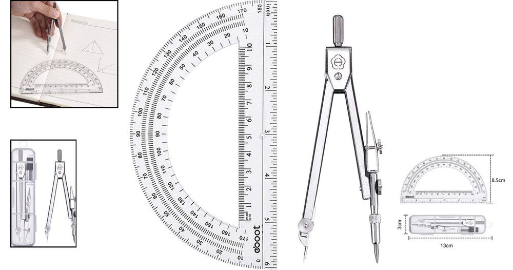 Precision Drawing Compass & 6-Inch Protractor: Ultimate Student Geometry Set
