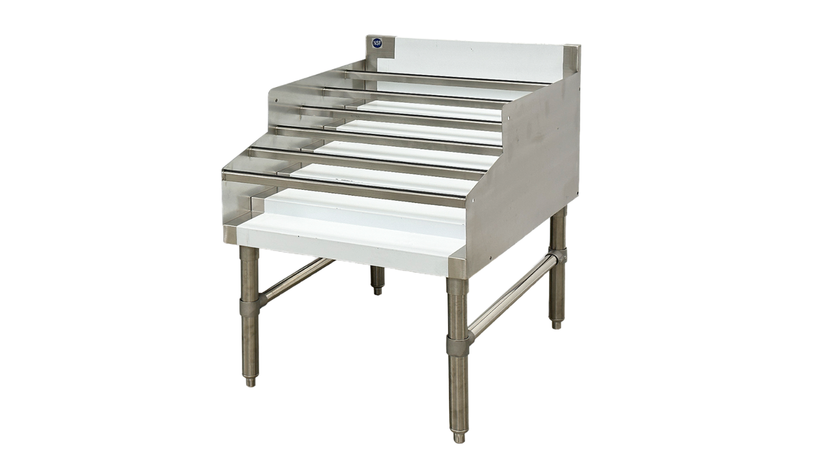 24" W 6 Shelf Liquor Display Rack, Stainless Steel