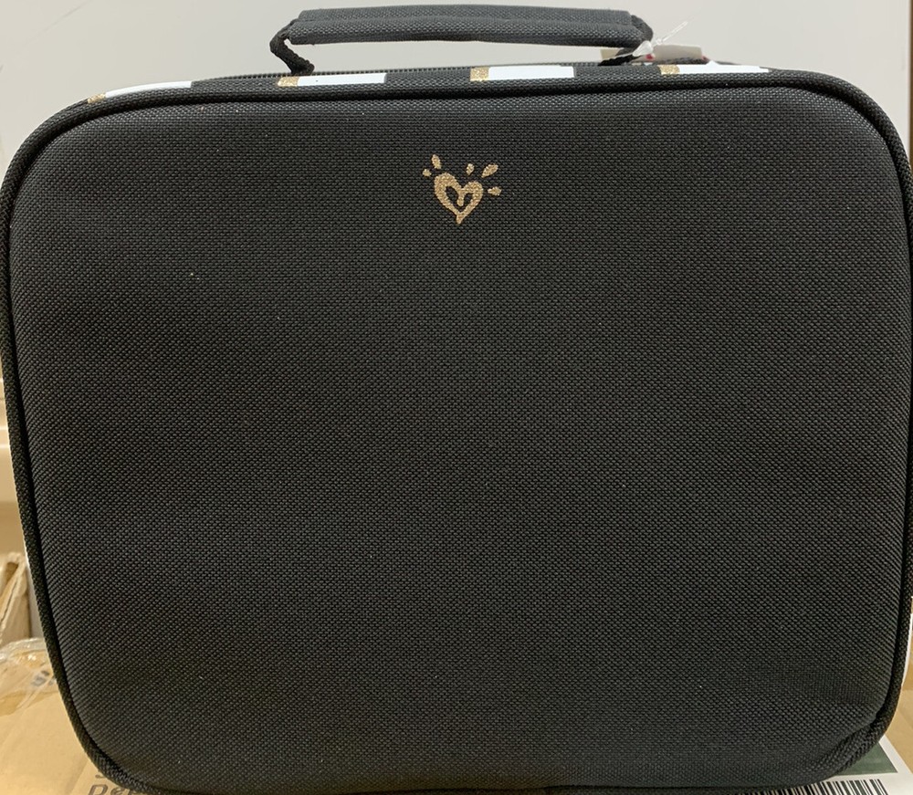 JUSTICE LUNCHBOX INITIAL “U” GOLD SHIMMERING DOTS & STRIPES SUPER CUTE!!