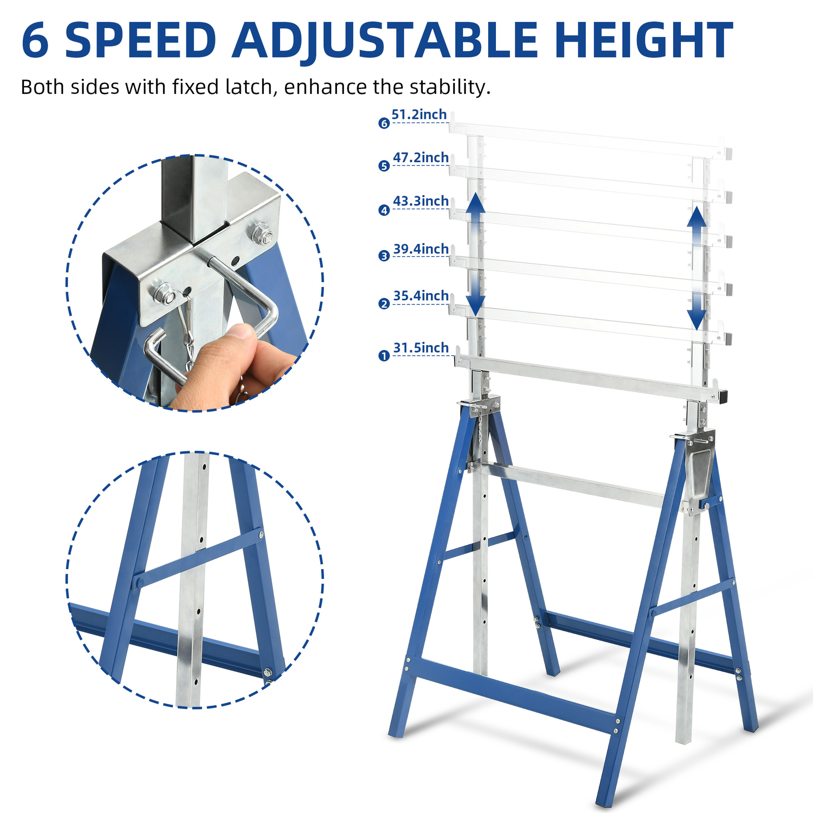 Durable Heavy Duty Saw Horses Folding Stand 882 LBS Capacity Adjustable Height