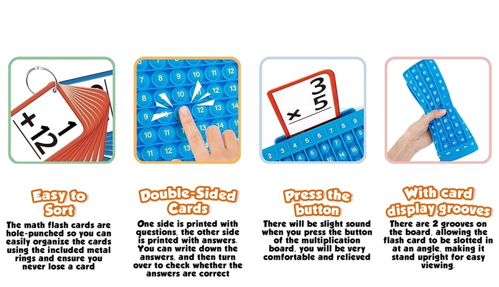 Math Flash Cards + Math Board, Multiplication Flash Card Times Table Chart, Math
