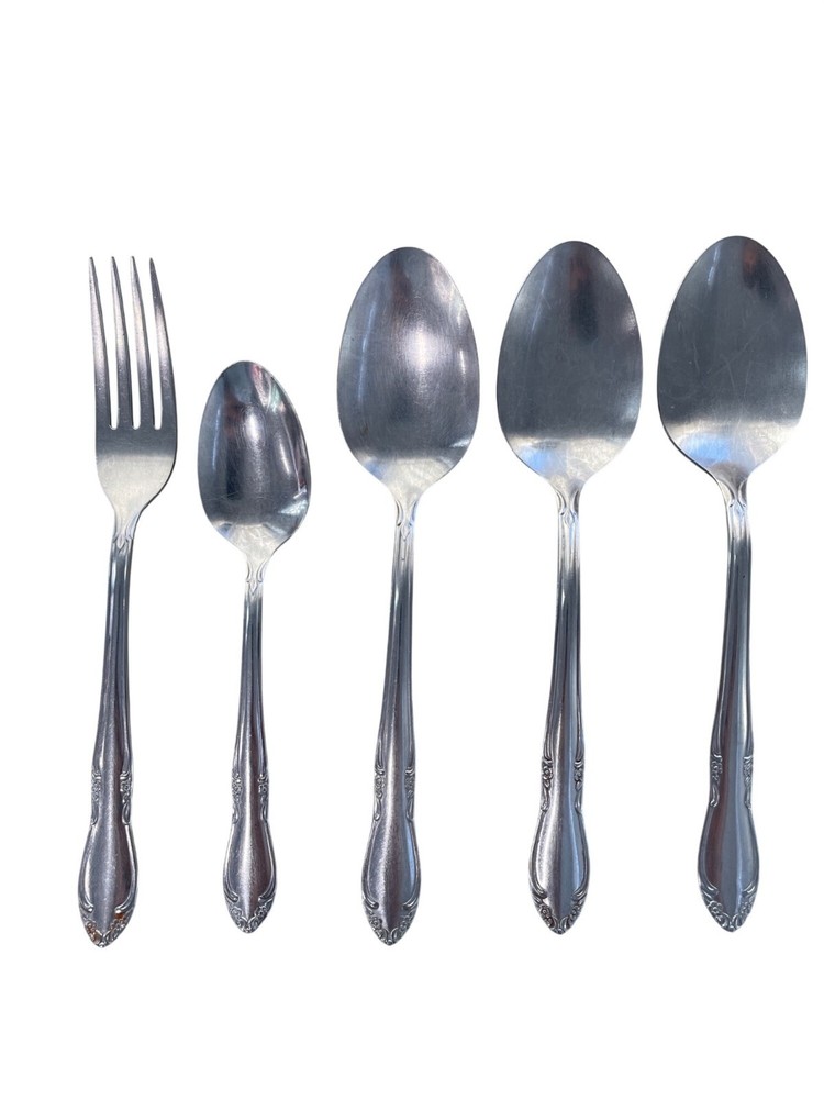 Oneida Chatelaine Stainless Steel 5 Piece Flatware Set Floral Pattern Vintage