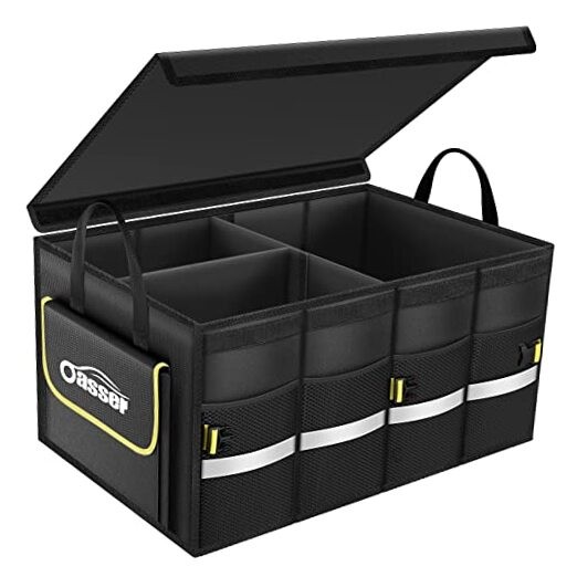 Car Trunk Organizer, Collapsible Waterproof Multi Compartments Standard Black