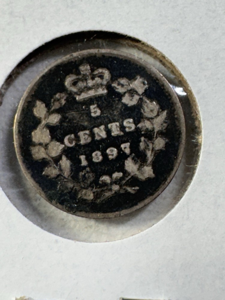 1897 Canada 5 Cents Small Silver Coin