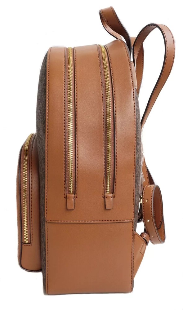 MICHAEL KORS JAYCEE MEDIUM ZIP POCKET BACKPACK BAG LOGO Brown