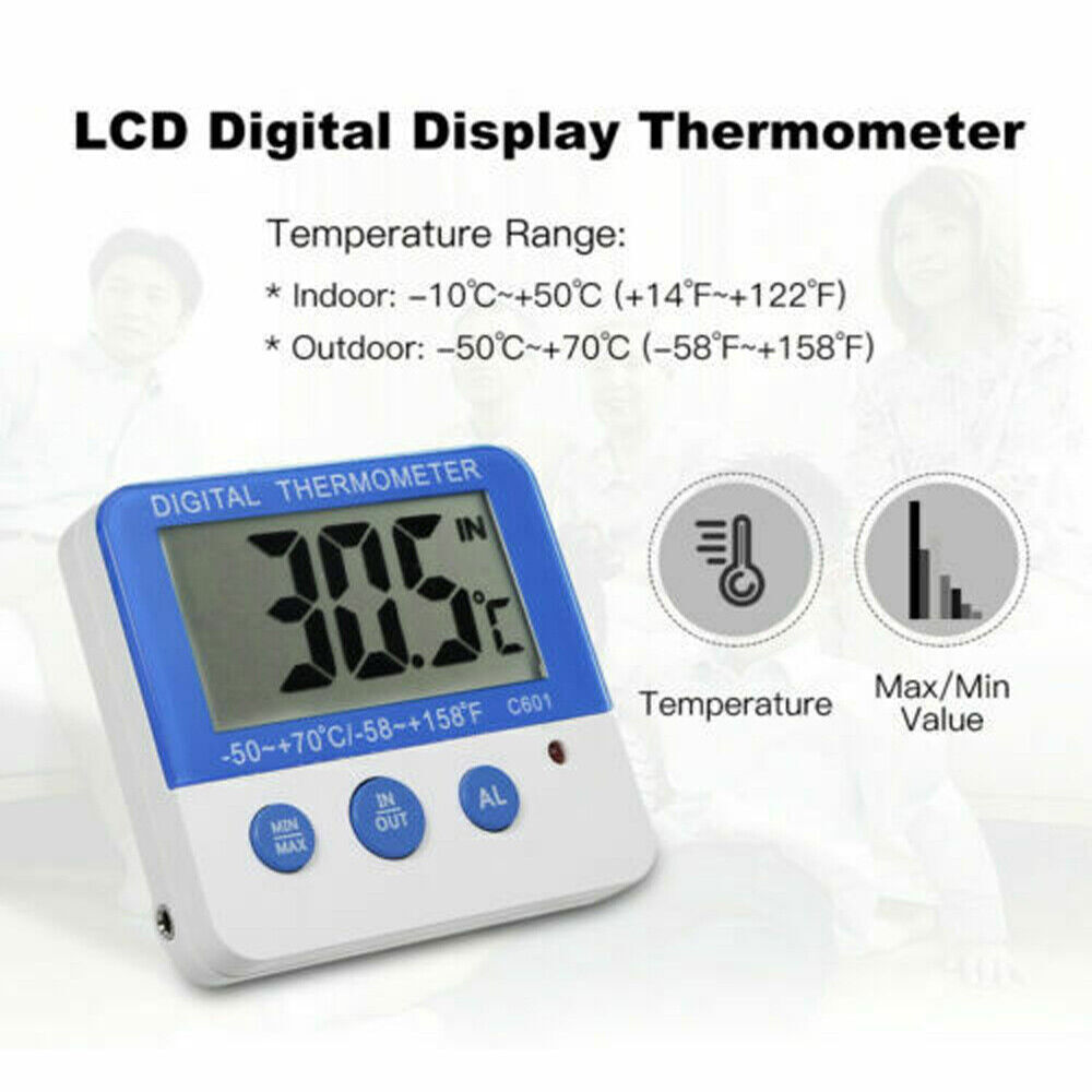 Digital Fridge Freezer Thermometer w/Temperature Alarm and Max Min Function ℃/℉