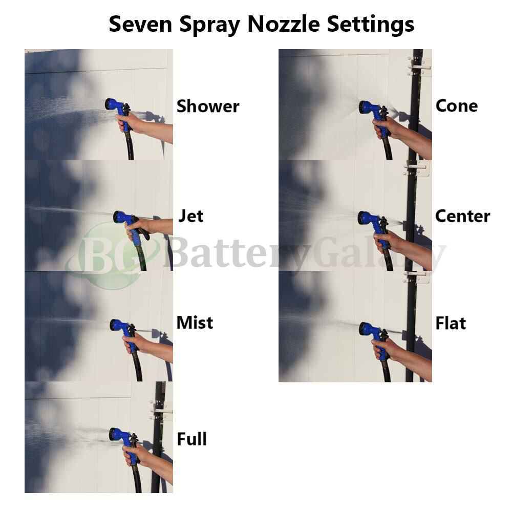 FENZER 2-Pack Adjustable Hose Nozzles | 7 Spray Patterns Throttle | Blue / Green