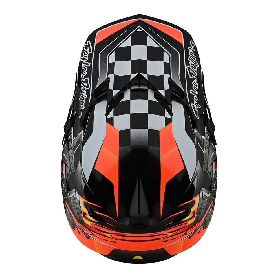 NEW Troy Lee Designs SE4 POLY CARB Motocross Helmet W/MIPS Black/Org All SIzes