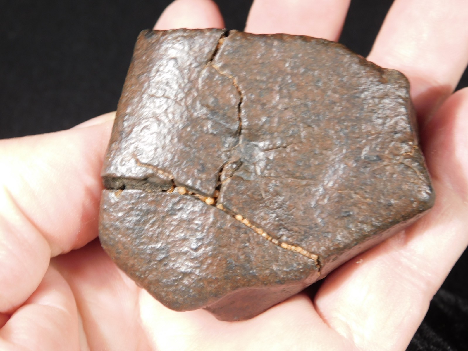 Larger! Stony METEORITE with DARK Fusion Crust and REGMAGLYPTS Libya 251gr