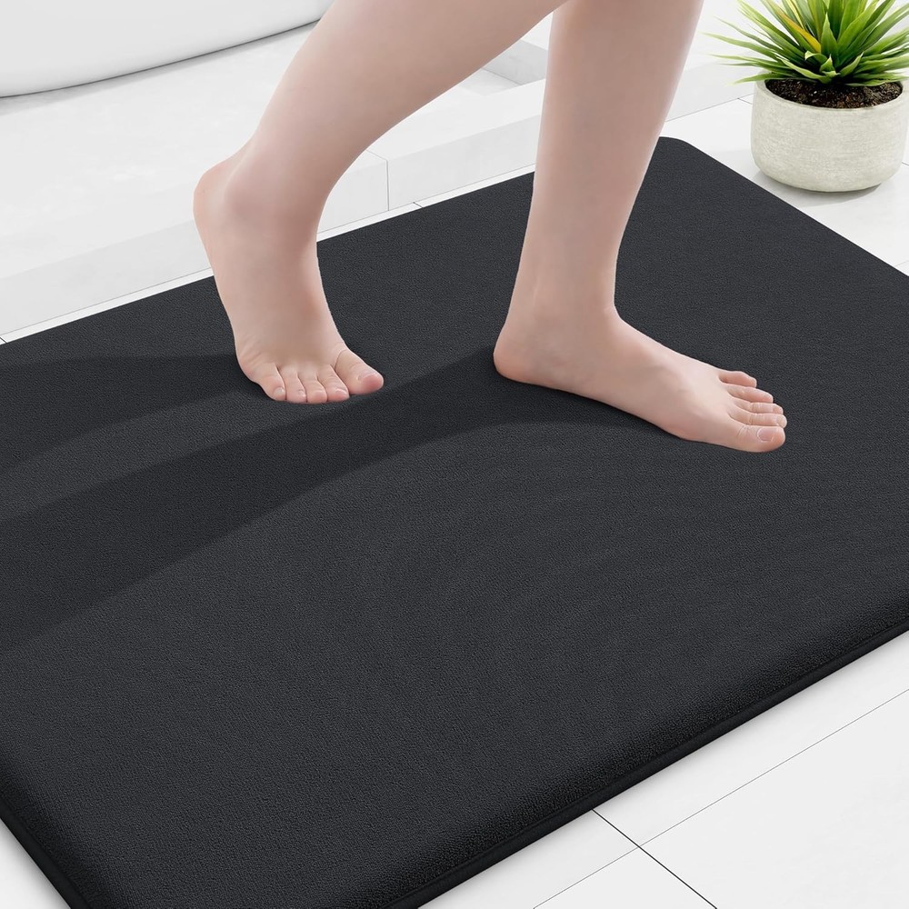 Non Slip Washable Bath Mat - Black Memory Foam