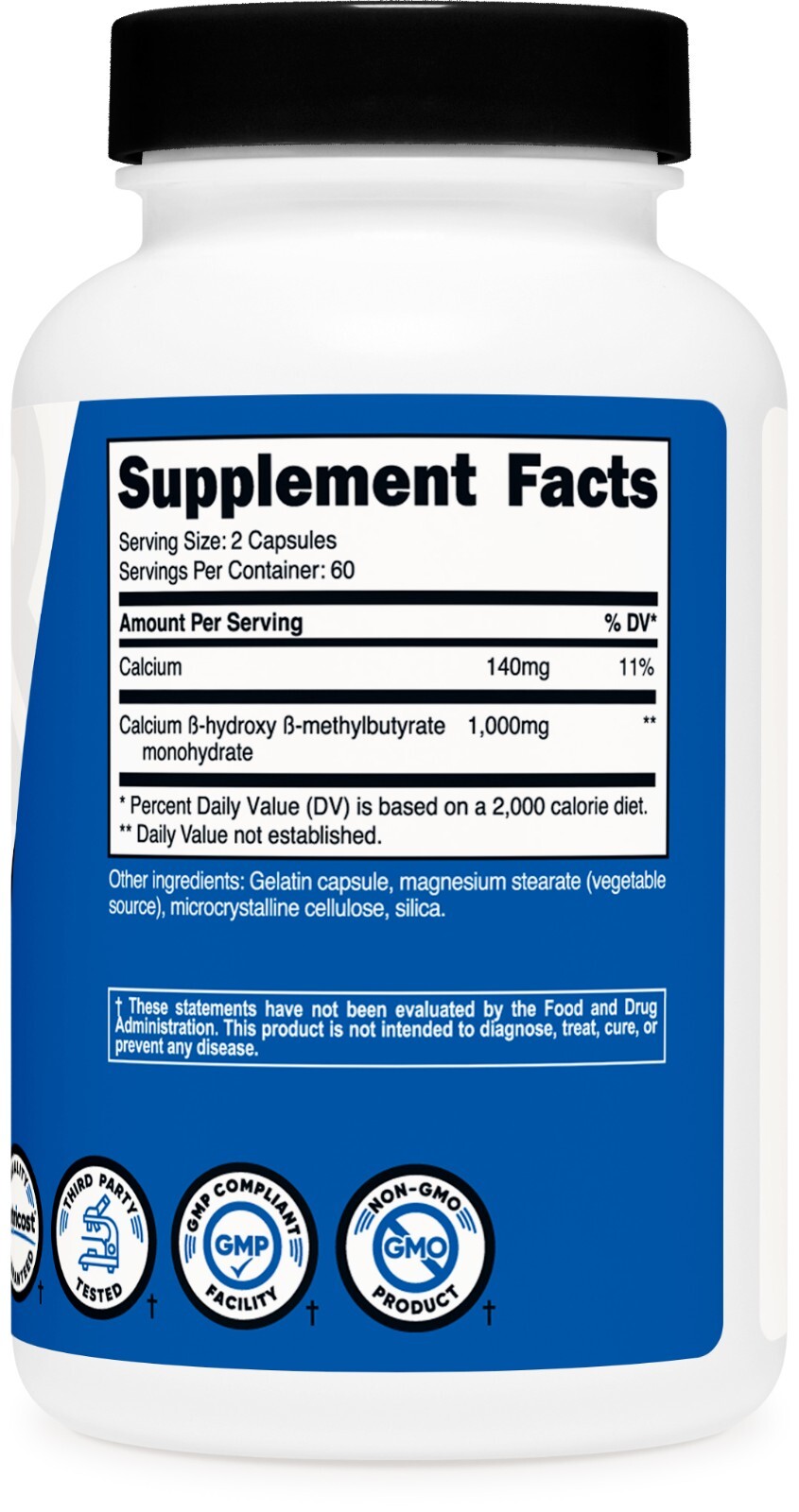 Nutricost HMB (Beta-Hydroxy Beta-Methylbutyric) 1000mg 120 Capsules, 60 Servings