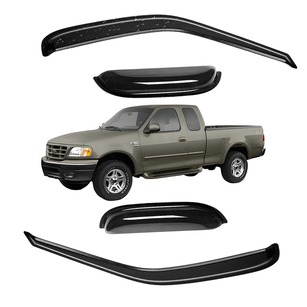 Window Visors Vent Rain Guards For 1997 1998 1999-2003 Ford F150 Extended Cab