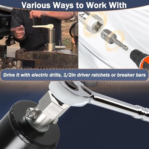 Trailer Jack Electric Drill Adapter with 1/2 Inch Socket Adapter Bit