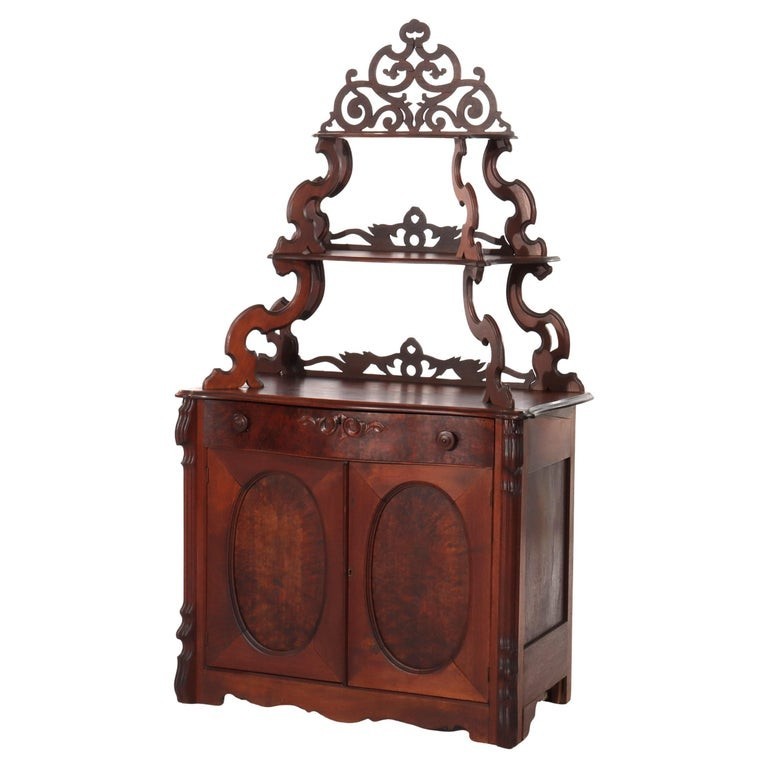 Victorian Walnut & Burl Etagere Server C1880