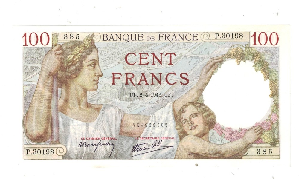 France 1942 100 Francs P94 Uncirculated