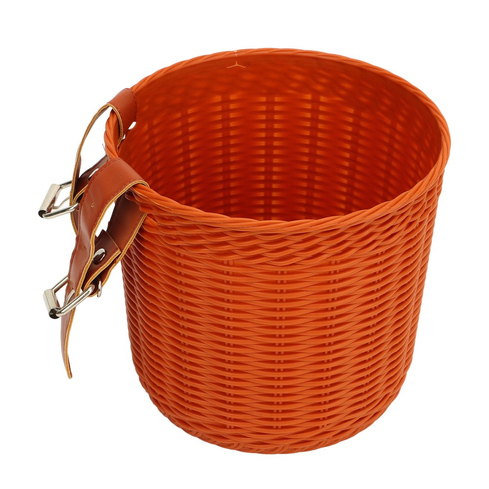 (Coffee)Front Handlebar Basket Multipurpose Simulation Wicker Round CH