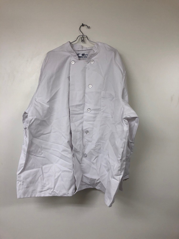 Chef Designs Mens Ten Pearl Button Chef Coat, White, 2XL