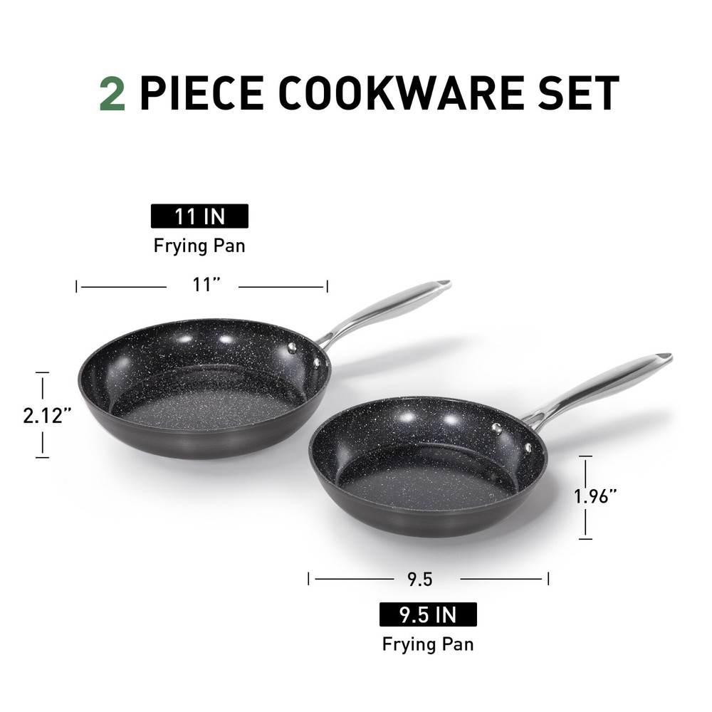 2Pcs Hard Anodized Nonstick Fry Pan Set Induction Cookware Set Scratch Resistant