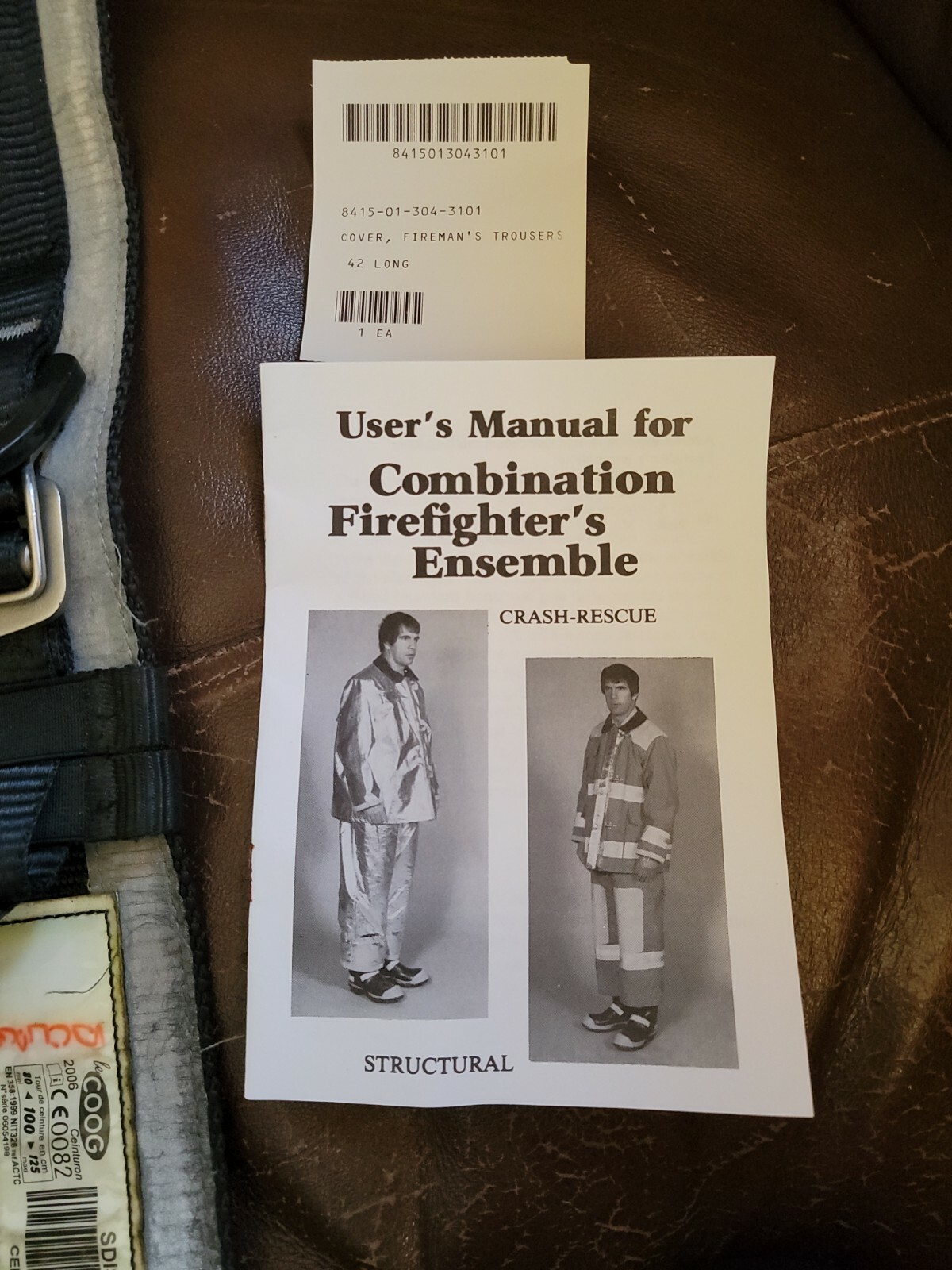 COVER FIREMANS PANTS (PROXIMITY) 8415-01-304-3101 100% PARA ARAMID and Belt