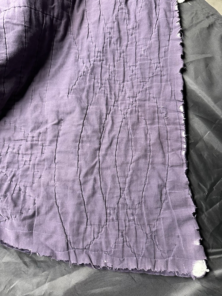 Vintage Full Size Purple Velvet Like quilt Patchwork Square pattern 80x80”