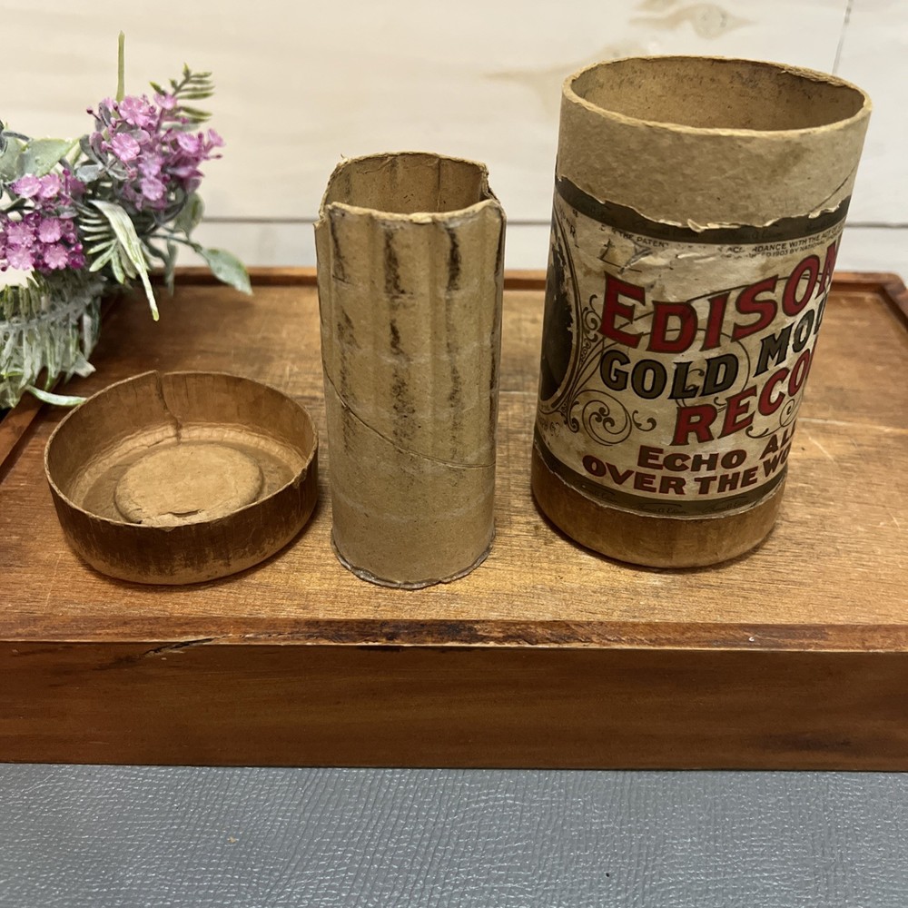 Edison Gold Moulded Records Cylinder Container
