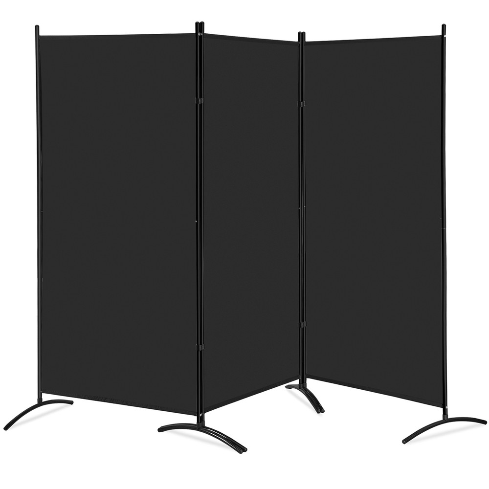3 Panel Room Divider Black Folding Privacy Panel Screens for Office Separation
