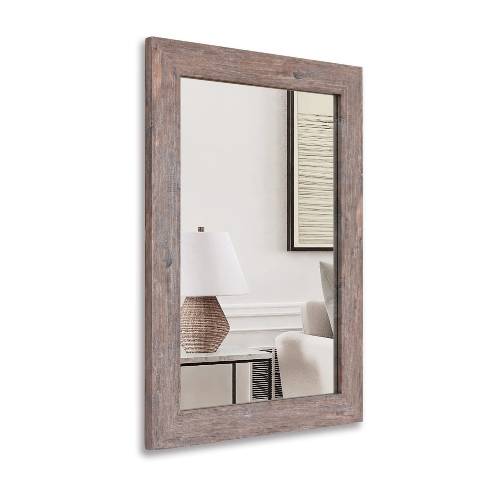 Rectangular Mirror with Frame Rustic 20x28'’ Wall Mounted Rustic Vanity Mirro...