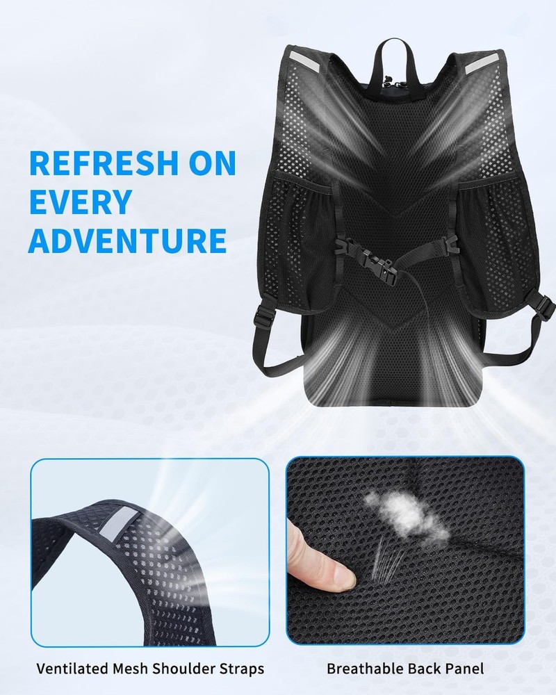 Blue Quartz Hydration Backpack with 2L Water Bladder, 18L Hiking Backpack for...