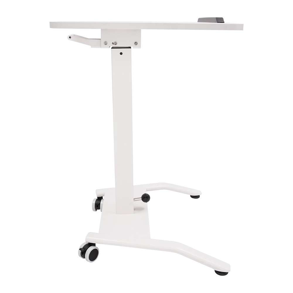 Adjustable Rolling Desk Rolling Podium Desk Standing Lifting Computer Desk White