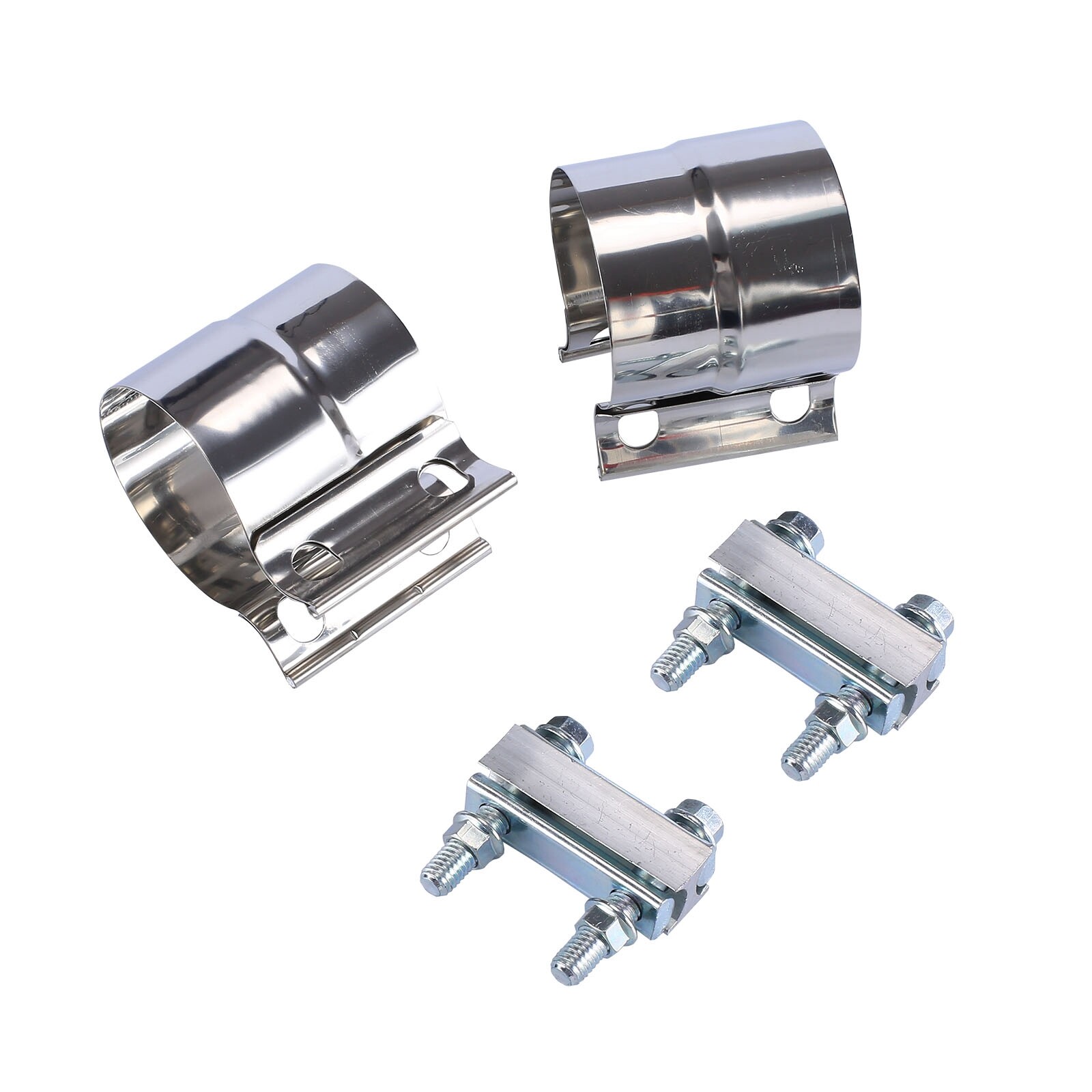 2.5" T304 Stainless Lap Joint Exhaust Band Clamp for Catback Muffler Pipe 2Pcs