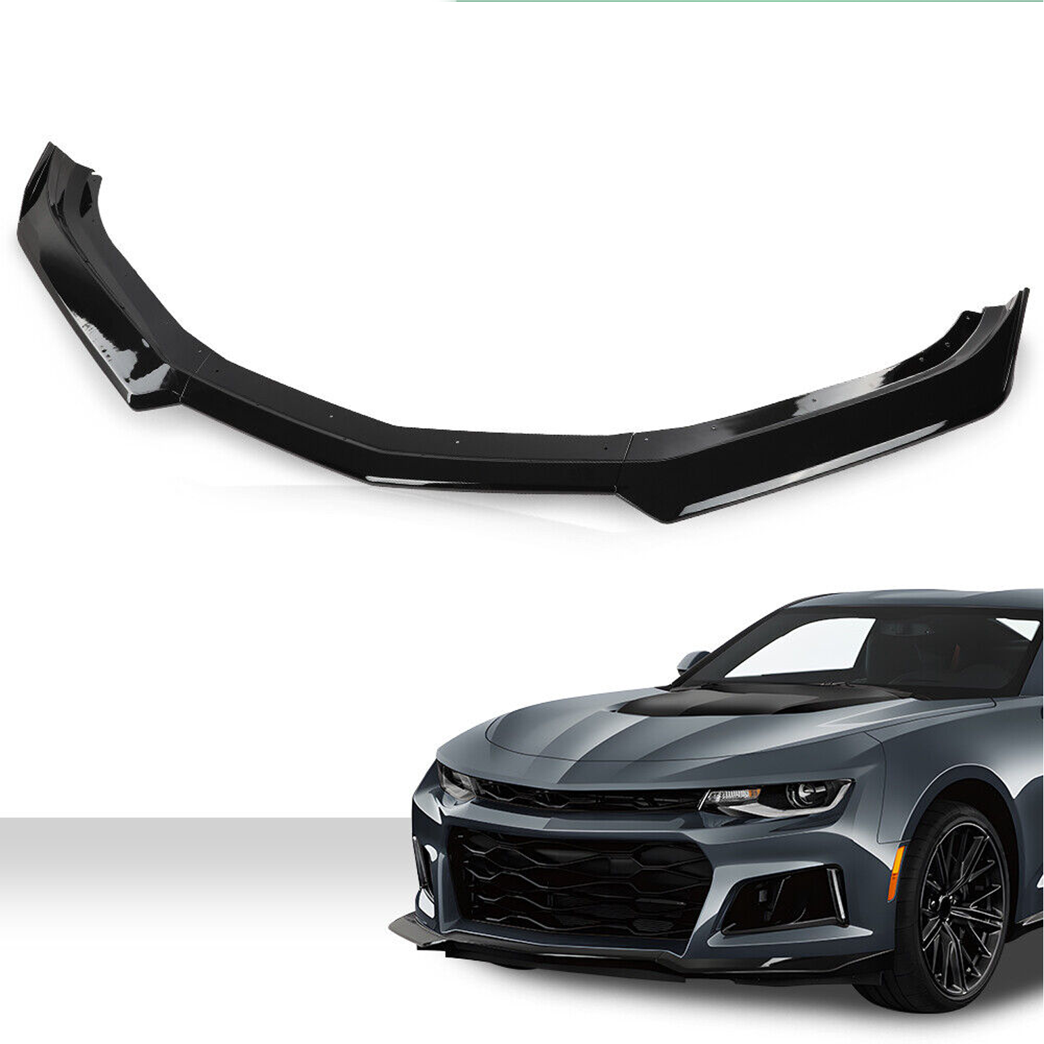 Fits For 16-22 Chevy Camaro 1LE Style Gloss Black Front Bumper Lip Splitter ABS