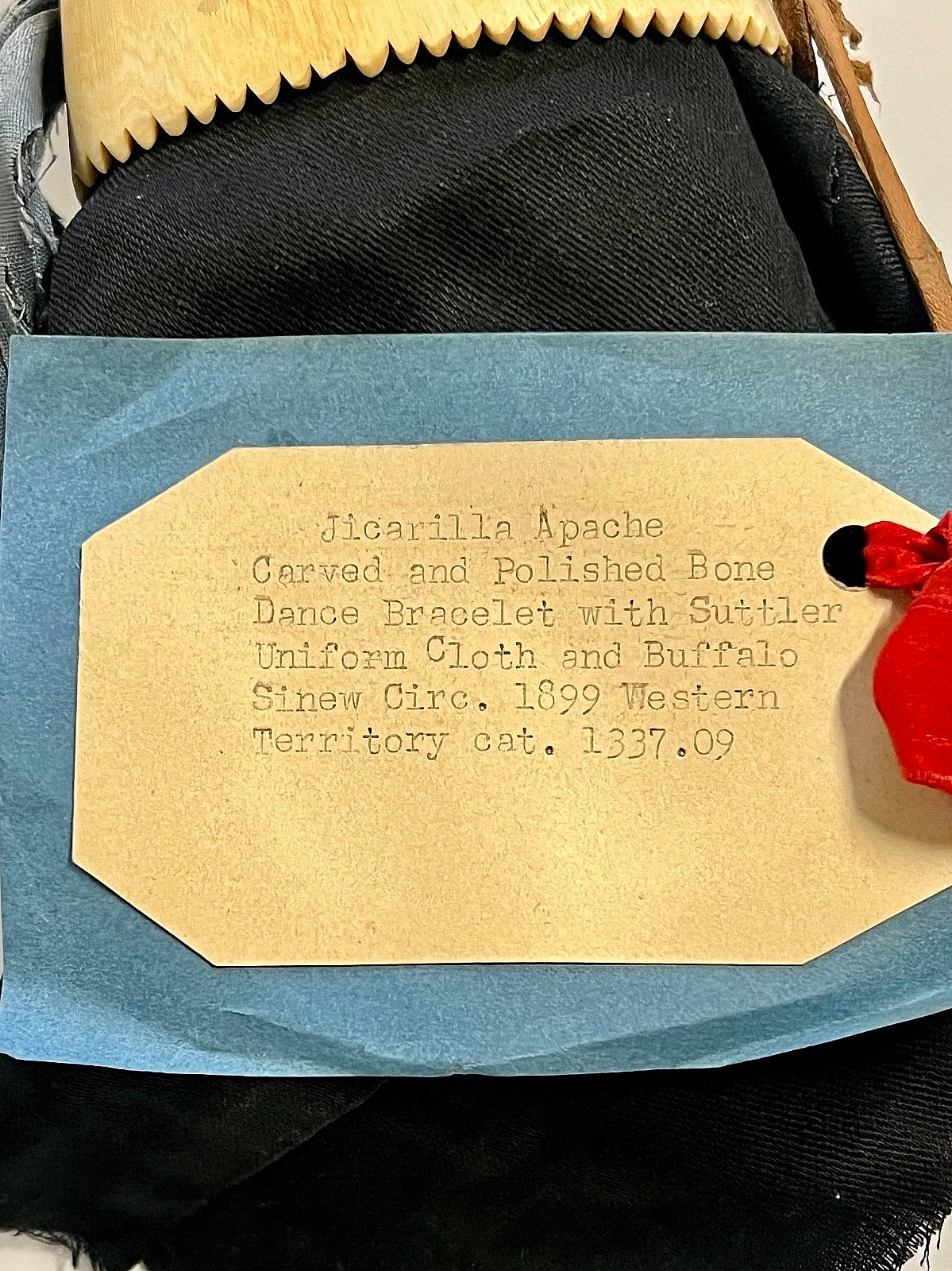 Original Native American Apache Indian Carved Ceremonial Dance Bracelet; Papers