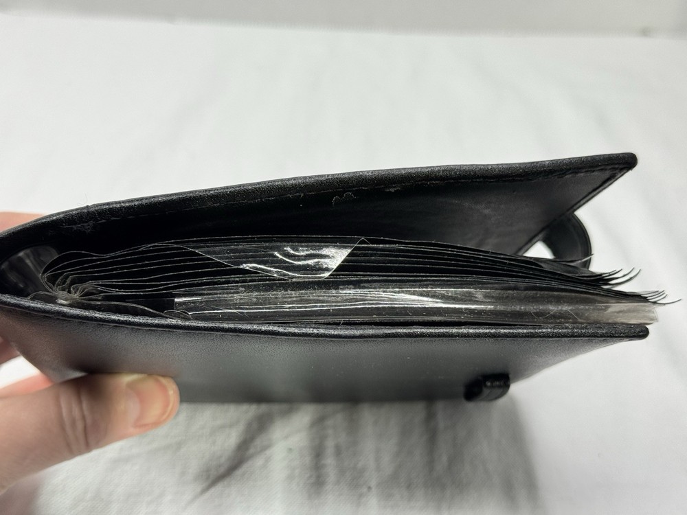Eddie Bauer Black Leather 10 Disc CD Case Tab Closure