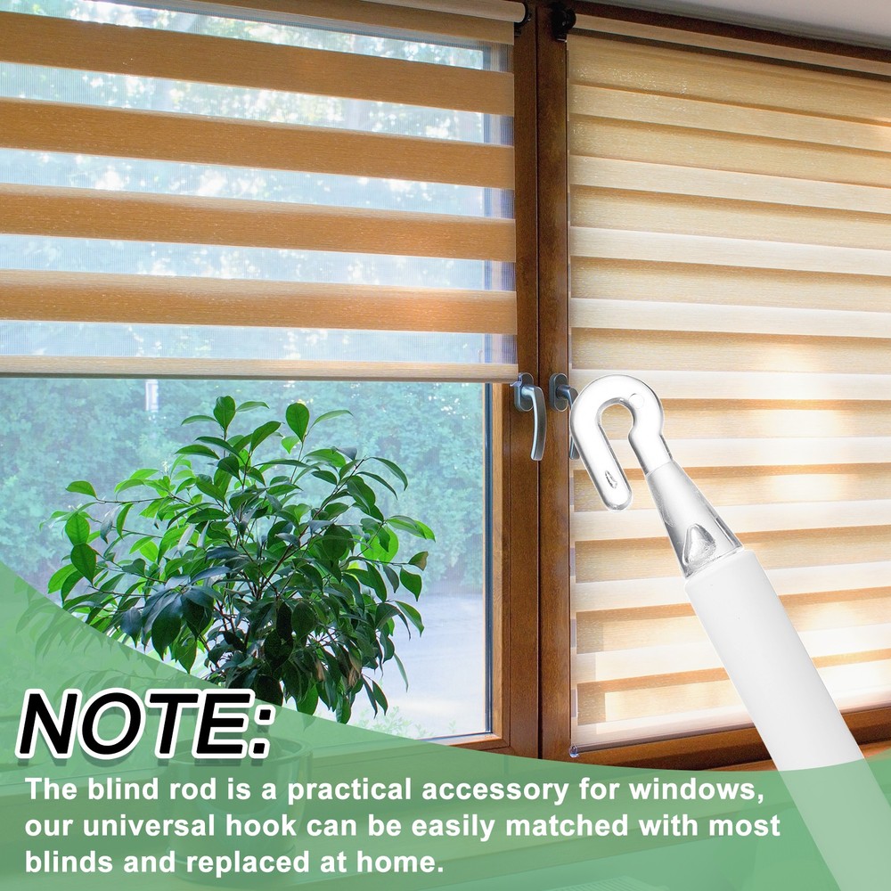 2Pcs 46" Blinds Wand Replacement Combinable Blinds Tilt Wand with Hook White