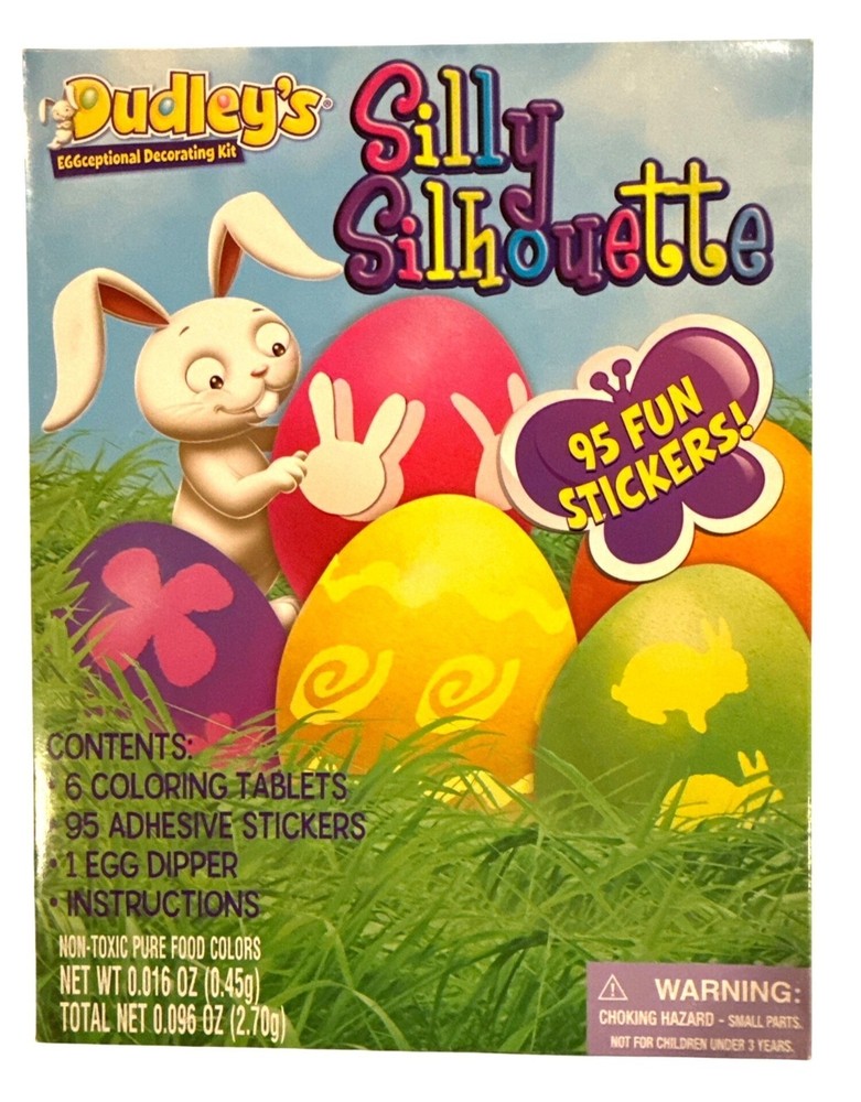 DUDLEY'S Silly Silhouette Easter Egg Decorating Kit Coloring Tablet+ Stickers+