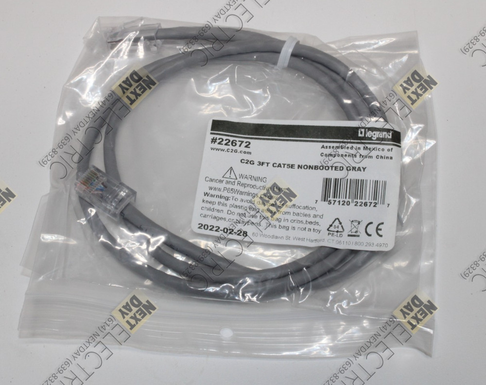 Legrand, 22672, C2G 3ft CAT5E Non-booted Gray Patch Cable Unshielded Ethernet