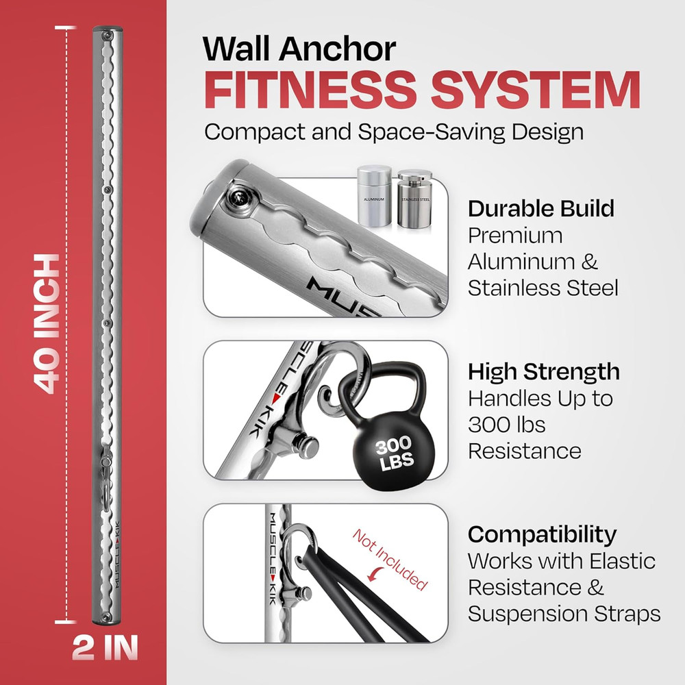 Aluminum Wall-Mounted Anchor Fitness System - Adjustable, Multi-Functional, Spac