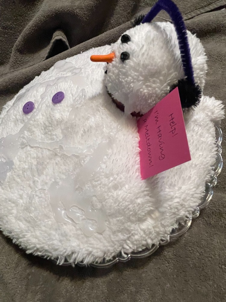 Handmade Melting Snowman - Help I'm having a meltdown - Pink