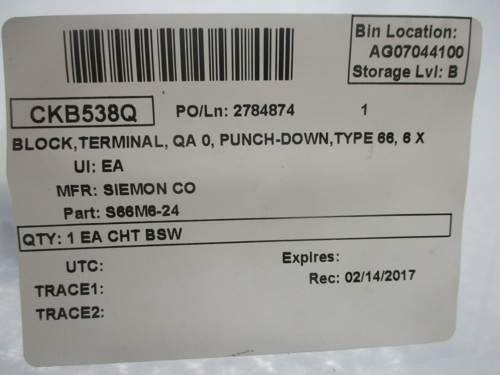 SIEMON S66M6-24 PUNCH DOWN BLOCK NSNP