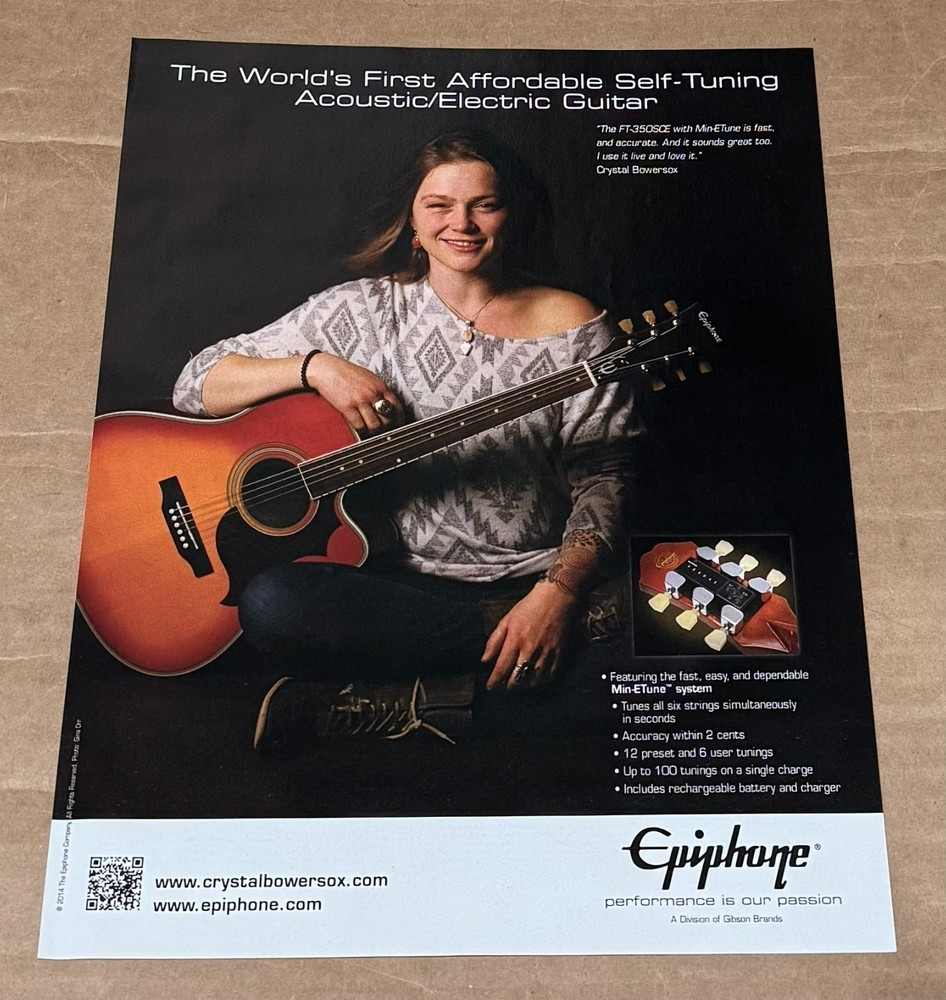 EPIPHONE GUITARS - CRYSTAL BOWERSOX - 2014 Print Advertisement