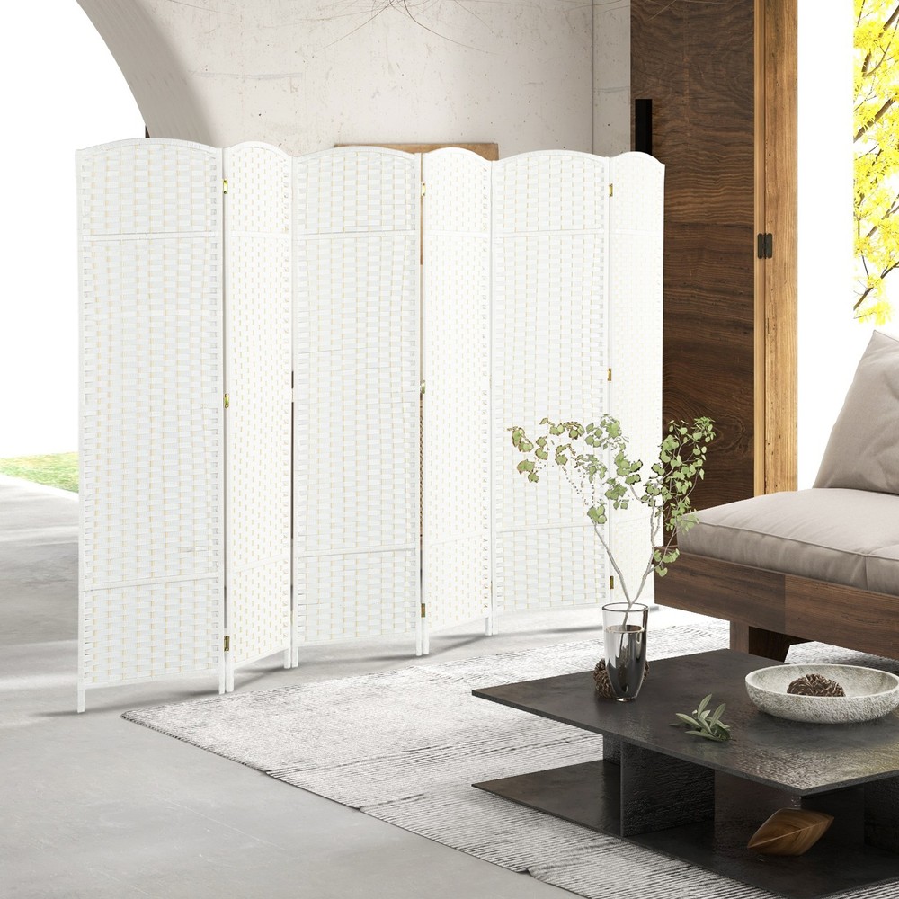 6 Panel Room Divider Freestanding Folding Privacy Screen White