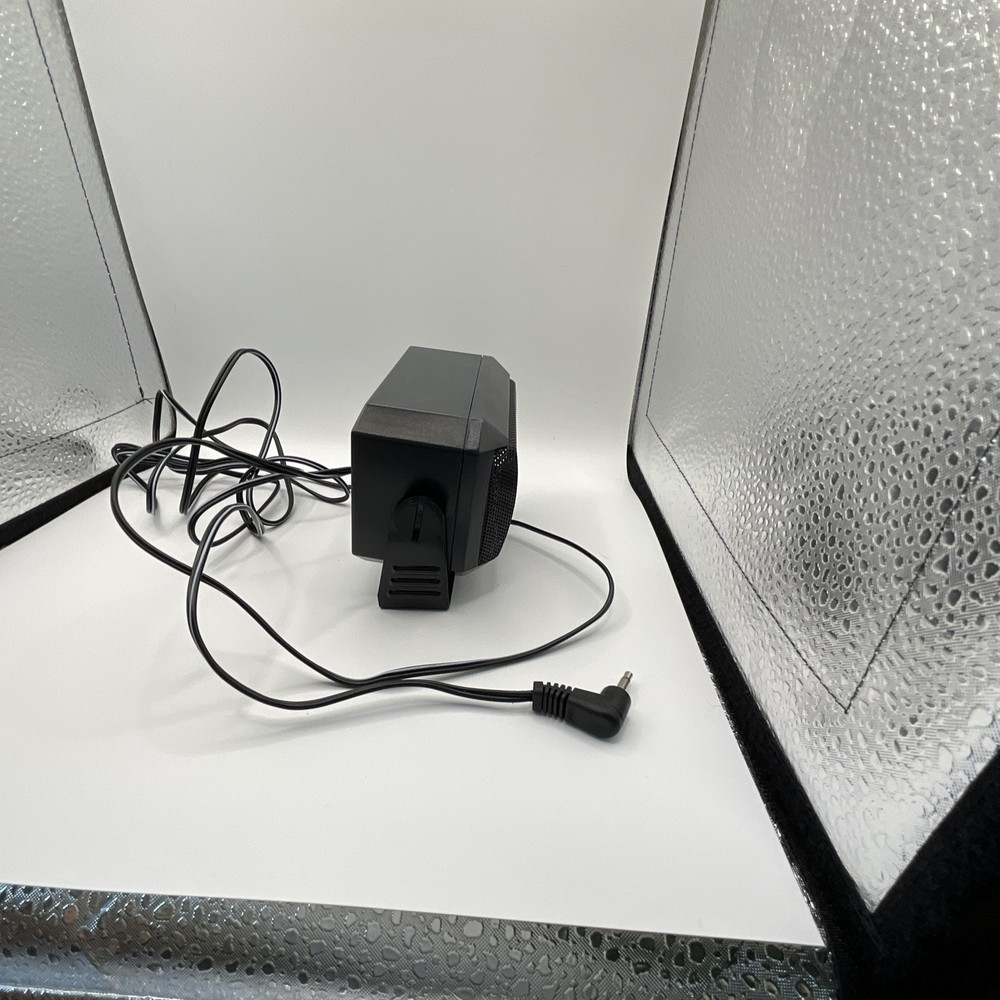 Black Wired Rectangular Plastic Speaker with 3.5mm Jack and Mounting Bracket