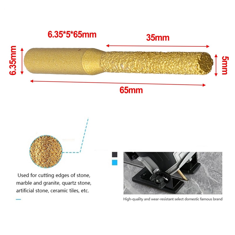 Edge Grinding Machine Replacement Workmanship Router Bit 6.35*5*65mm Gold