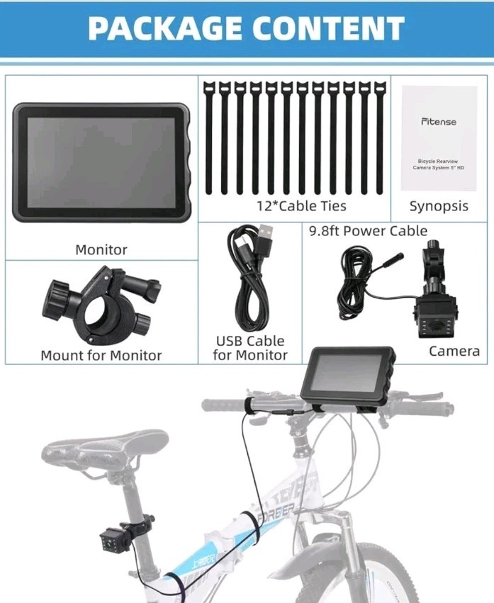 Fitense Bicycle Rearview Camera System NEW