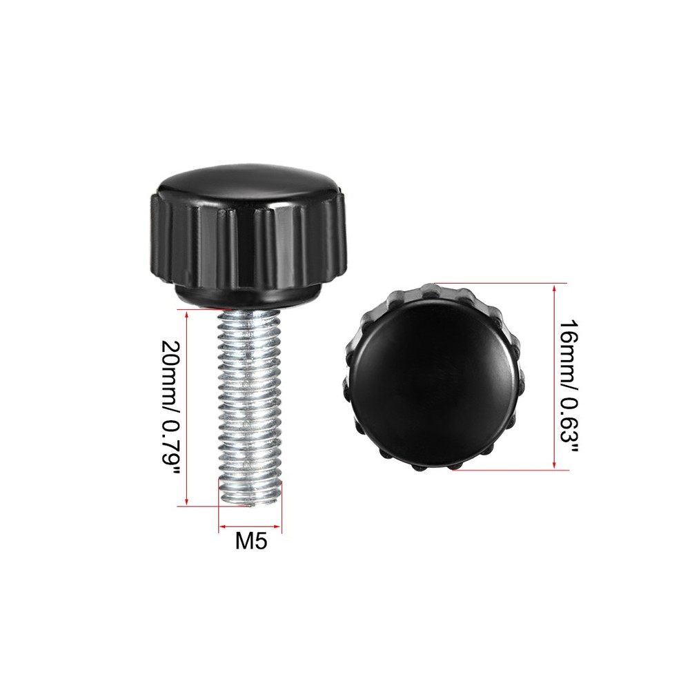 M5 x 20mm male thread knurled locking knobs 2 pcs