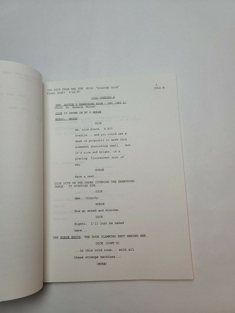 3RD ROCK FROM THE SUN / David Sacks 1997 TV Script, "Scaredy Dick"