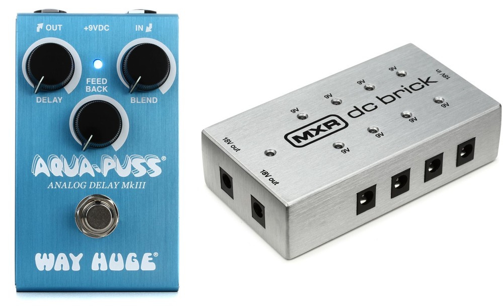 Way Huge Smalls Aqua Puss Analog Delay Pedal + MXR M237 Value Bundle
