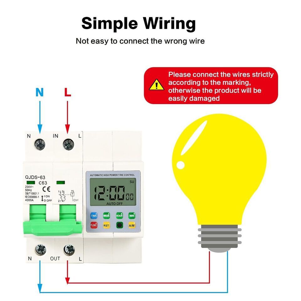 Timer Switch Circuit Breaker Automatic Timer Over Under Voltage Time Protection