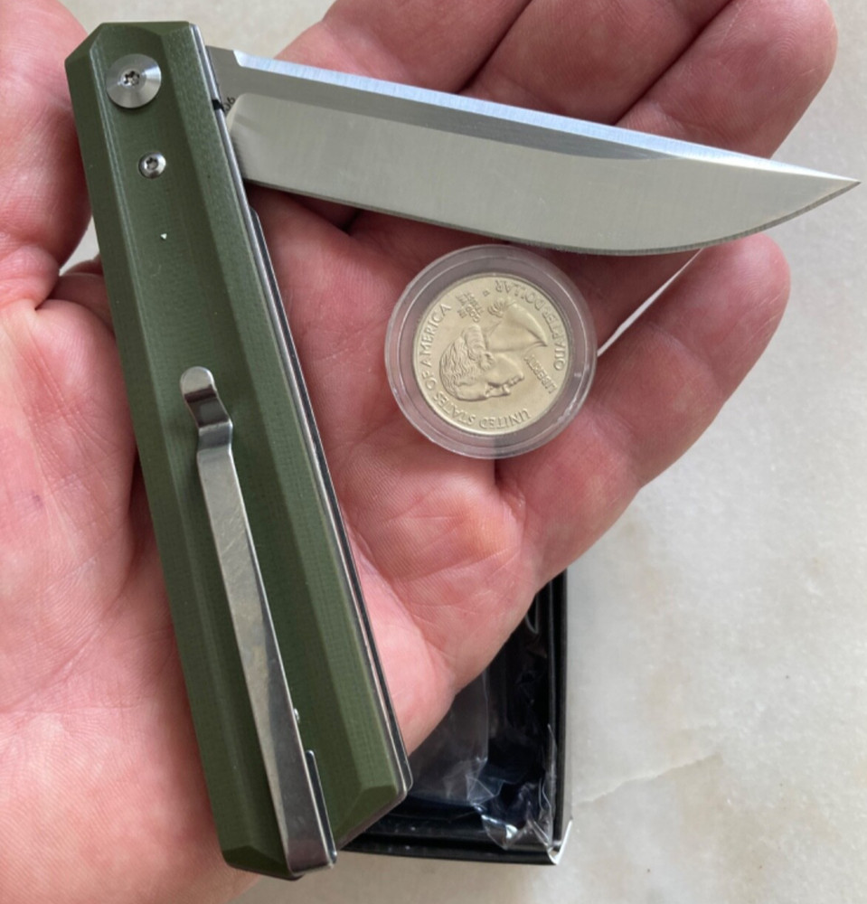 NEW VORTEX APACHE OLIVE FLIPPER POCKET KNIFE LOCK D2 PLAIN BLADE FAST BALL EDC