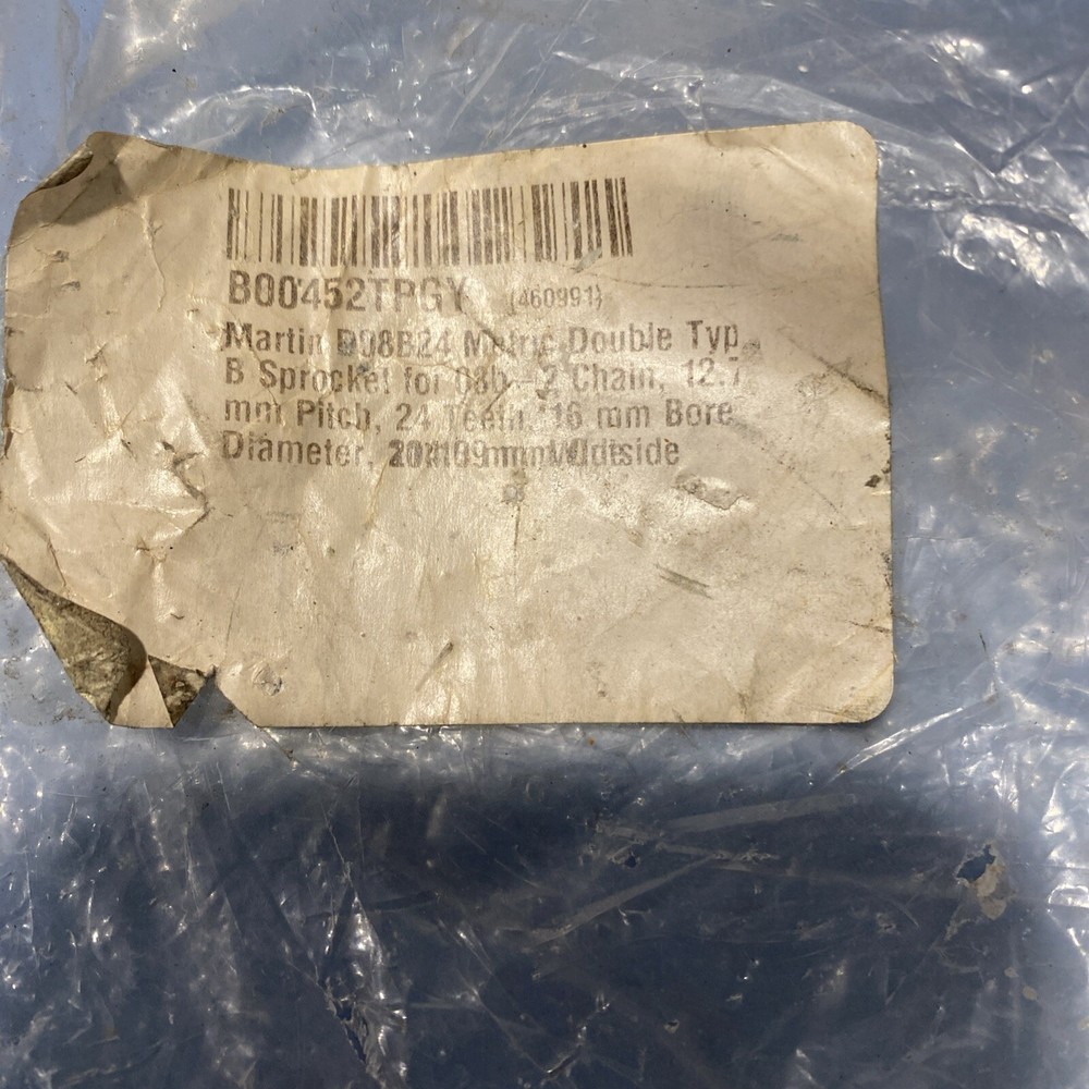 MARTIN D08B24 Double Strand Solid Stock Bore Roller Chain Sprocket.